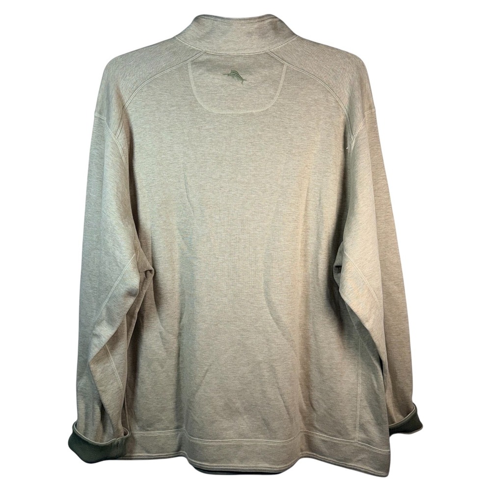Tommy Bahama Mens 2XLB New Flip Coast Reversible Half-Zip Pullover Sisal Heather - Picture 4 of 12